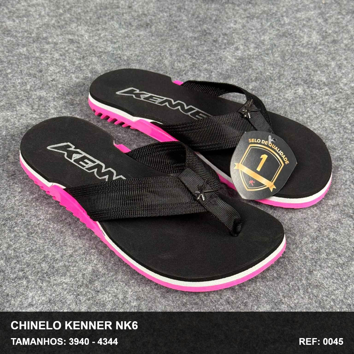Chinelo Kenner NK6 - Preto Rosa