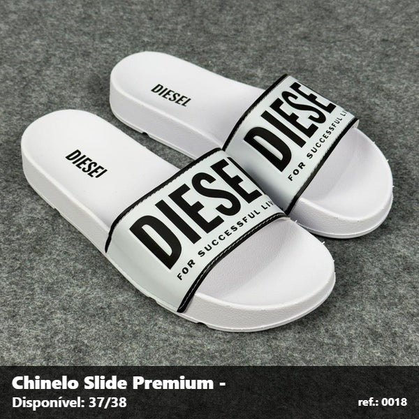 Chinelo Slide Diesel - Branco detalhe Preto 08