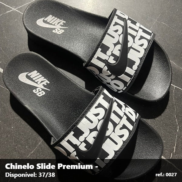 Chinelo Slide Nike Just do It - Preto detalhe Branco 59