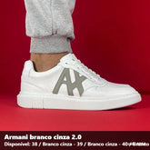 TENIS ARMANI EM COURO - BRANCO CINZA