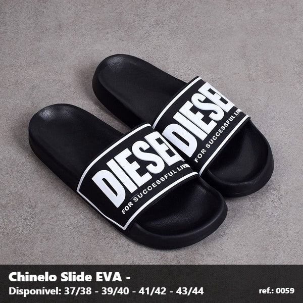 Chinelo Slide Diesel - Preto com Branco 07