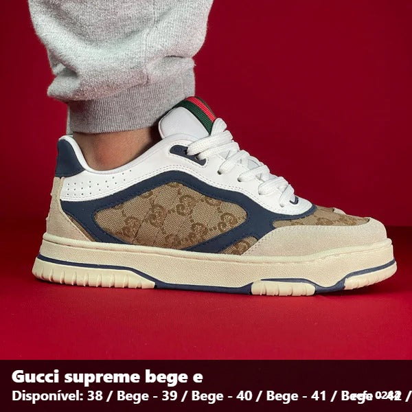 TENIS GUCCI SUPREME - BEGE AZUL