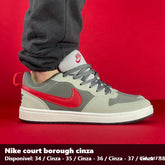 TENIS NIKE COURT BOROUGH - CINZA E VERMELHO