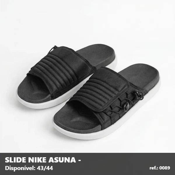 Chinelo Slide Nike Asuna - Preta sola Branca 01