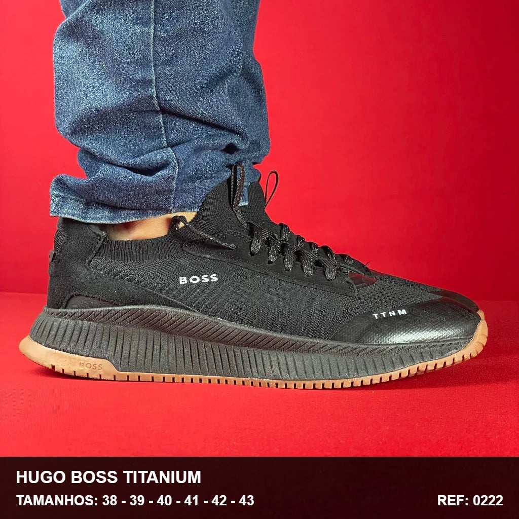 TENIS HUGO BOSS TITANIUM - PRETO BEGE