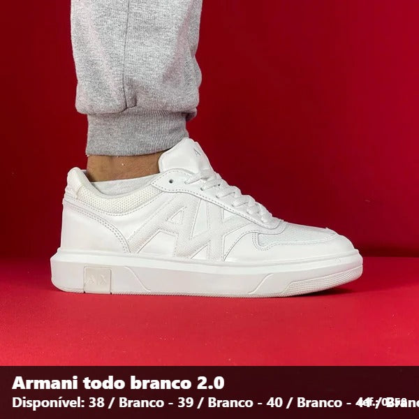 TENIS ARMANI EM COURO - TODO BRANCO