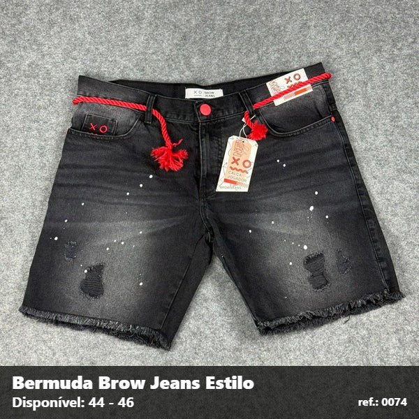 Bermuda Brow Jeans Escuro Estilo Jogador