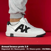 TENIS ARMANI EM COURO - BRANCO PRETO