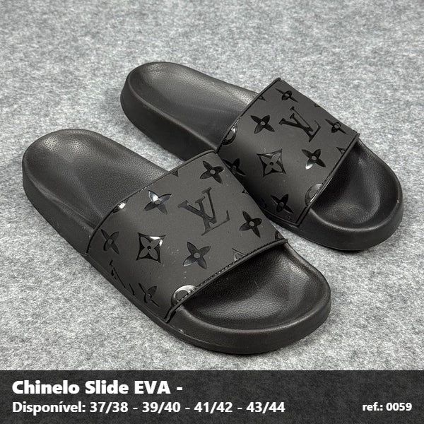 Chinelo Slide Louis Vuitton - Estrela Todo Preto 01