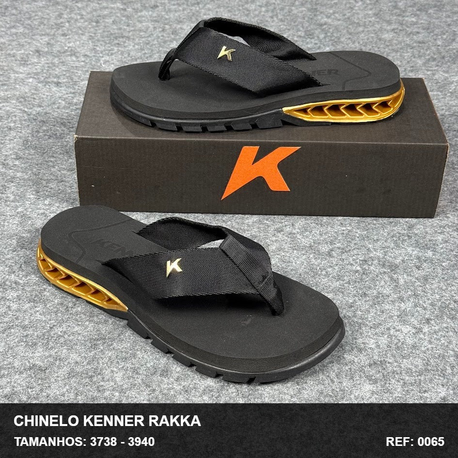 Chinelo Kenner Rakka - Preto Dourado