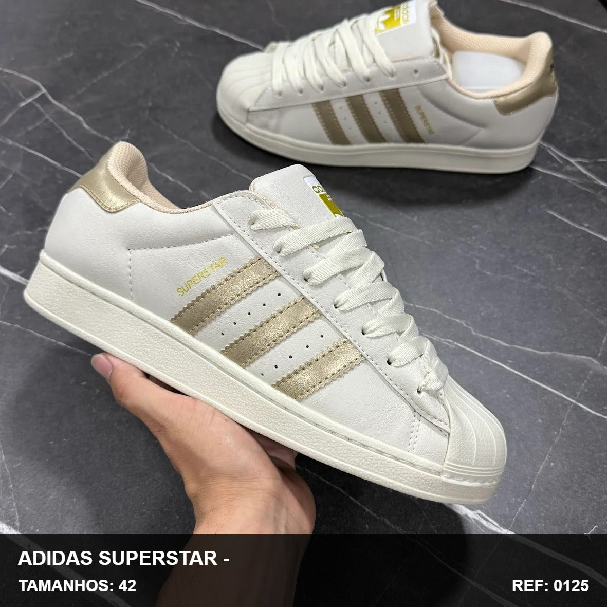 TENIS ADIDAS SUPERSTAR - NATURAL OURO