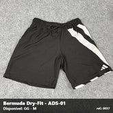 Bermuda Adidas Dry-Fit - Preto listra Branca