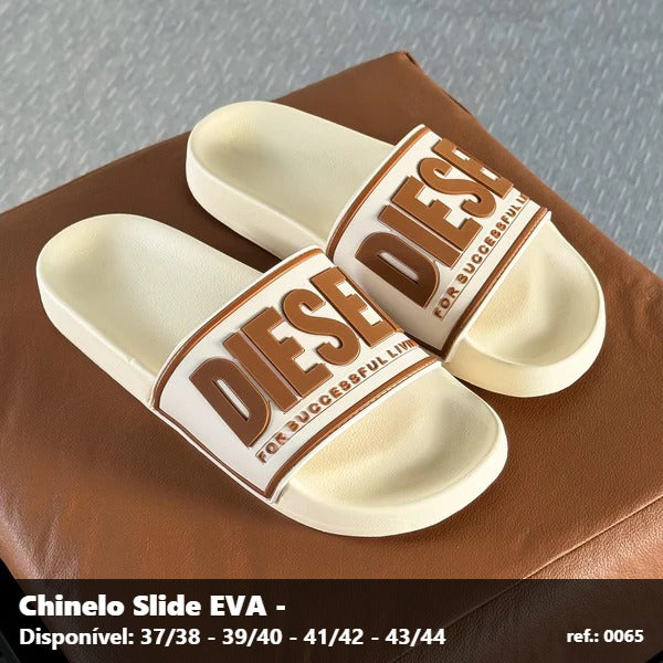 Chinelo Slide Diesel - Bege detalhe Marrom 01