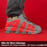 TENIS NIKE AIR MORE UPTEMPO - CINZA E VERMELHO