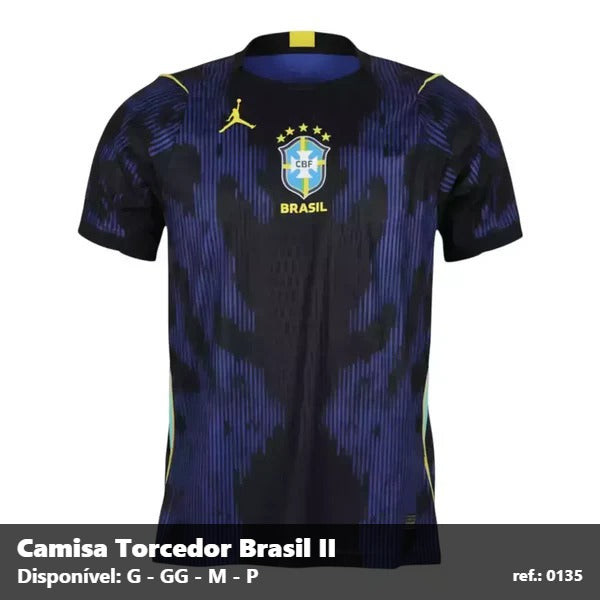 Camisa Torcedor Brasil Copa 2026 Masculina - Azul e preta