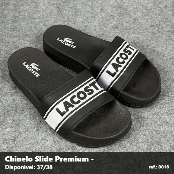 Chinelo Slide Lacoste - Preto Branco 07