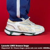 TENIS LACOSTE L003 - BRANCO BEGE PRATA