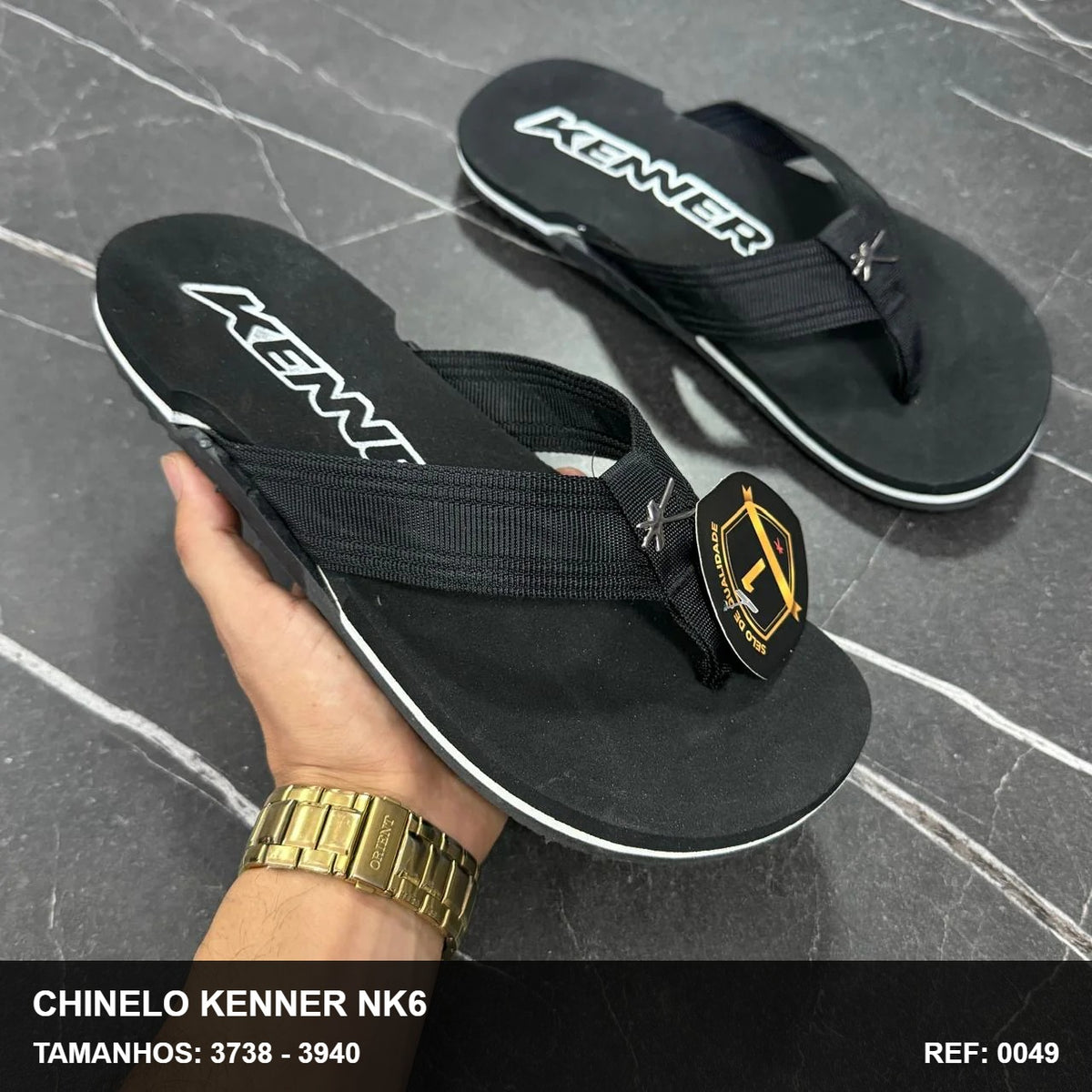 Chinelo Kenner NK6 - Preto Branco