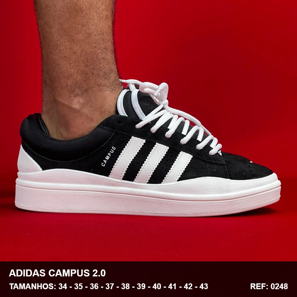 TENIS ADIDAS CAMPUS 2.0 PRETO COM BRANCO