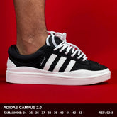 TENIS ADIDAS CAMPUS 2.0 PRETO COM BRANCO