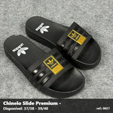 Chinelo Slide Adidas - Preto Listrado Dourado 10