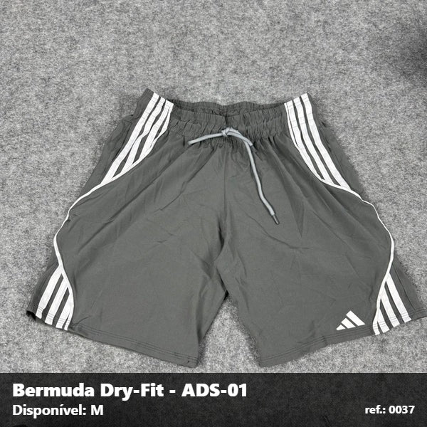 Bermuda Adidas Dry-Fit - Cinza Branco