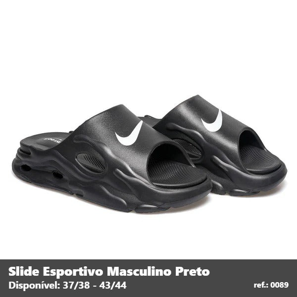 Chinelo Slide NIke Esportivo - Preto detalhe Branco 55