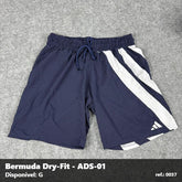 Bermuda Adidas Dry-Fit - Azul com Branco