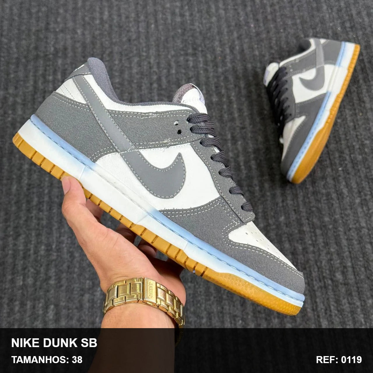 NIKE DUNK SB GOLD - CINZA BRANCO BEGE