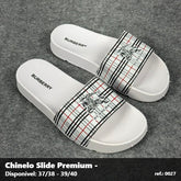 Chinelo Slide Burberry - Branco detalhe Preto Vermelho 03