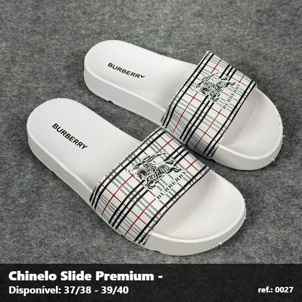 Chinelo Slide Burberry - Branco detalhe Preto Vermelho 03