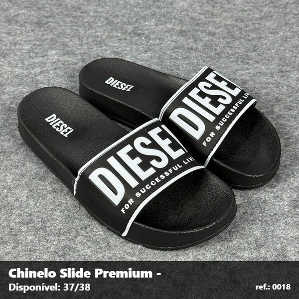 Chinelo Slide Diesel - Preto detalhe Branco 02