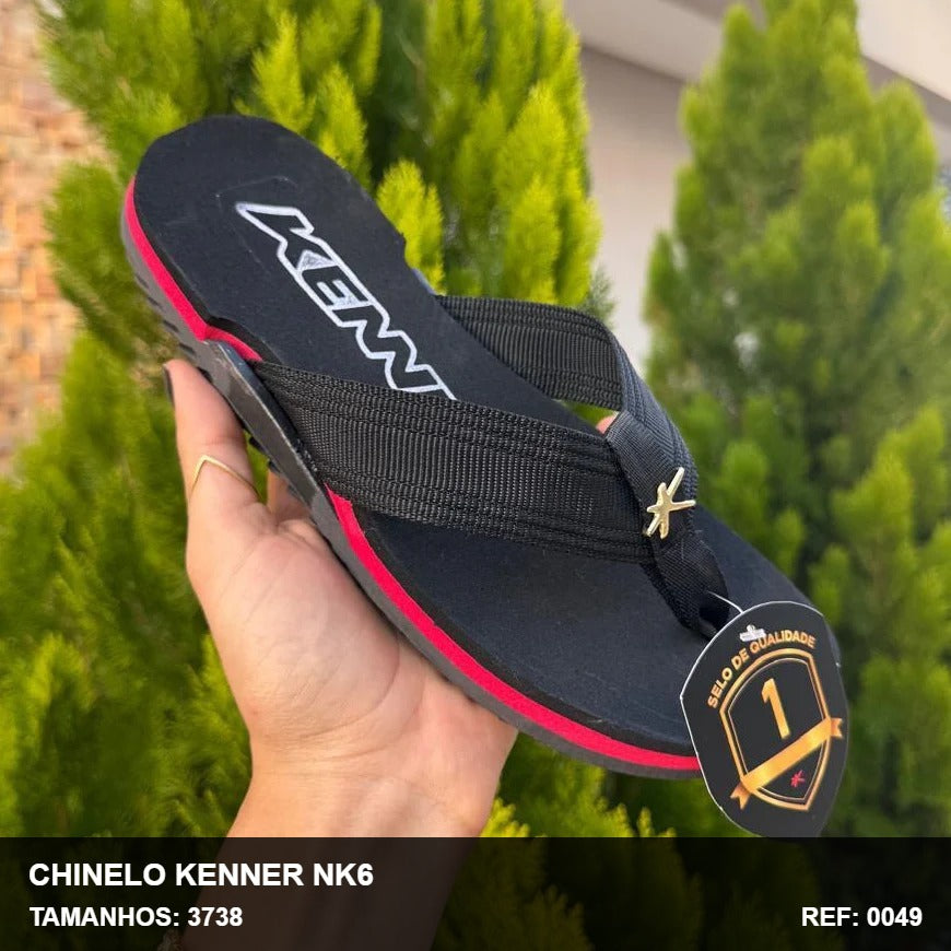 Chinelo Kenner NK6 - Preto Vermelho GOLD