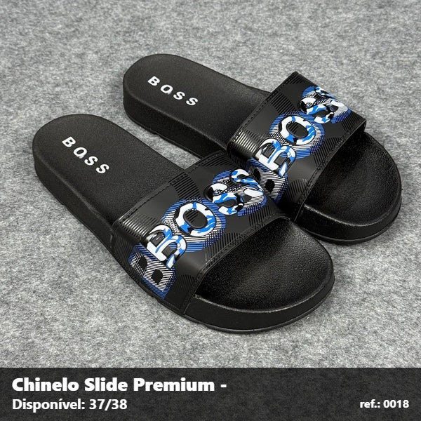 Chinelo Slide Hugo Boss - Preto Azul 01