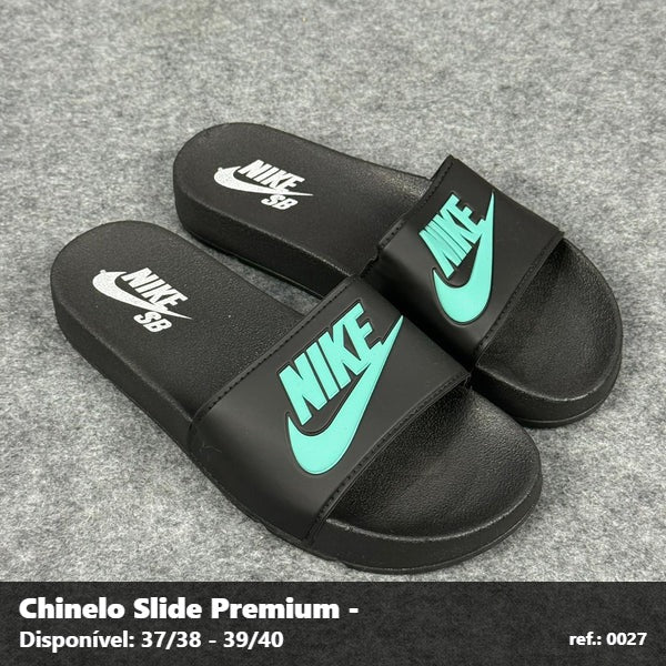 Chinelo Slide Nike - Preto com Verde Água 31