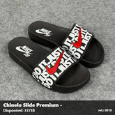 Chinelo Slide Nike Just do It - Preto Branco detalhe Vermelho 32