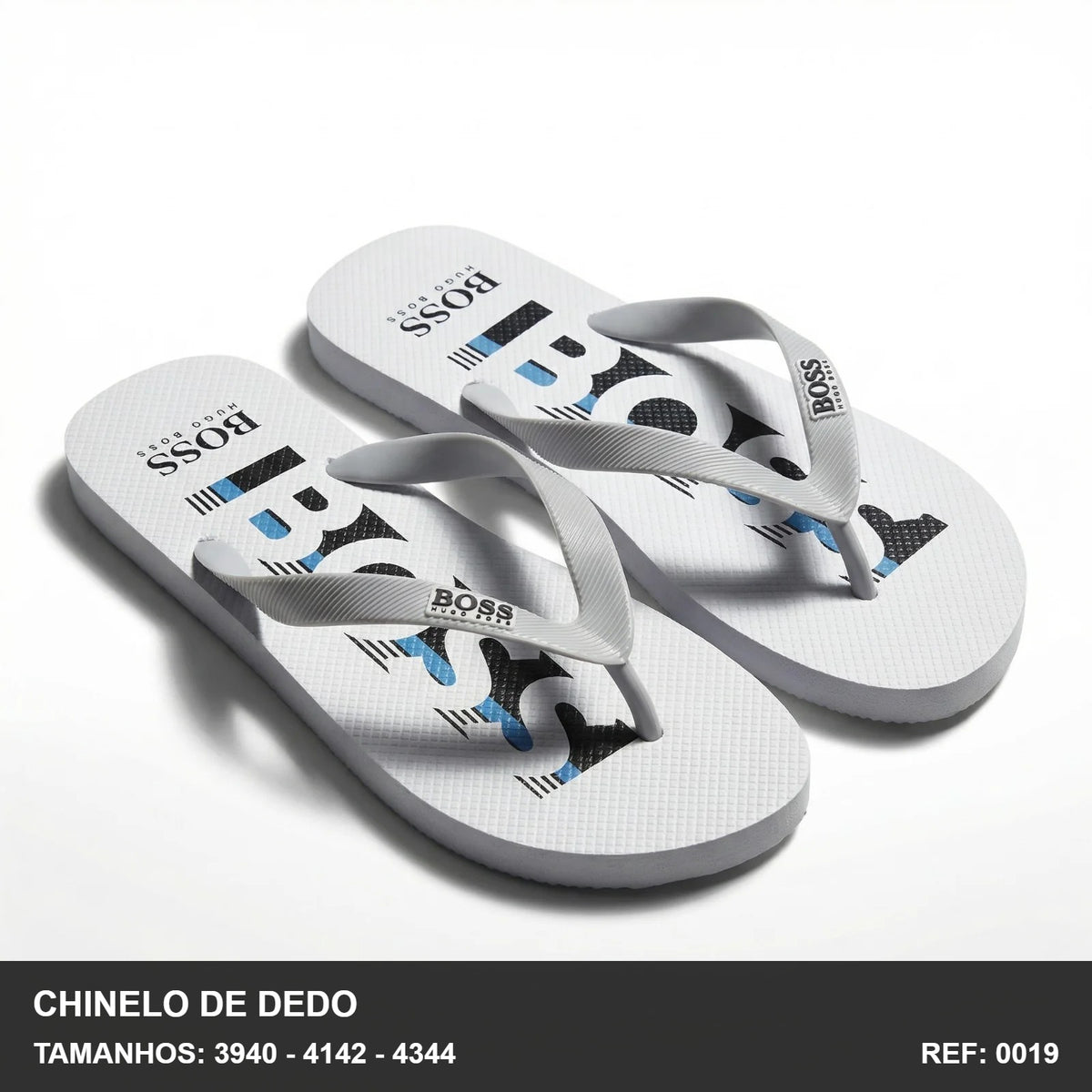 Chinelo de Dedo - Branco Azul Boss-18