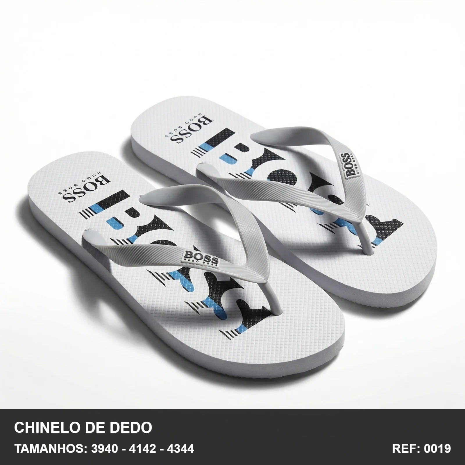 Chinelo de Dedo - Branco Azul Boss-18