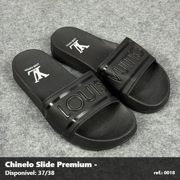 Chinelo Slide Louis Vuitton - Preto com detalhe Branco 08