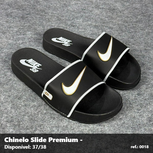 Chinelo Slide Nike SB - Preto Branco borda Amarela 33