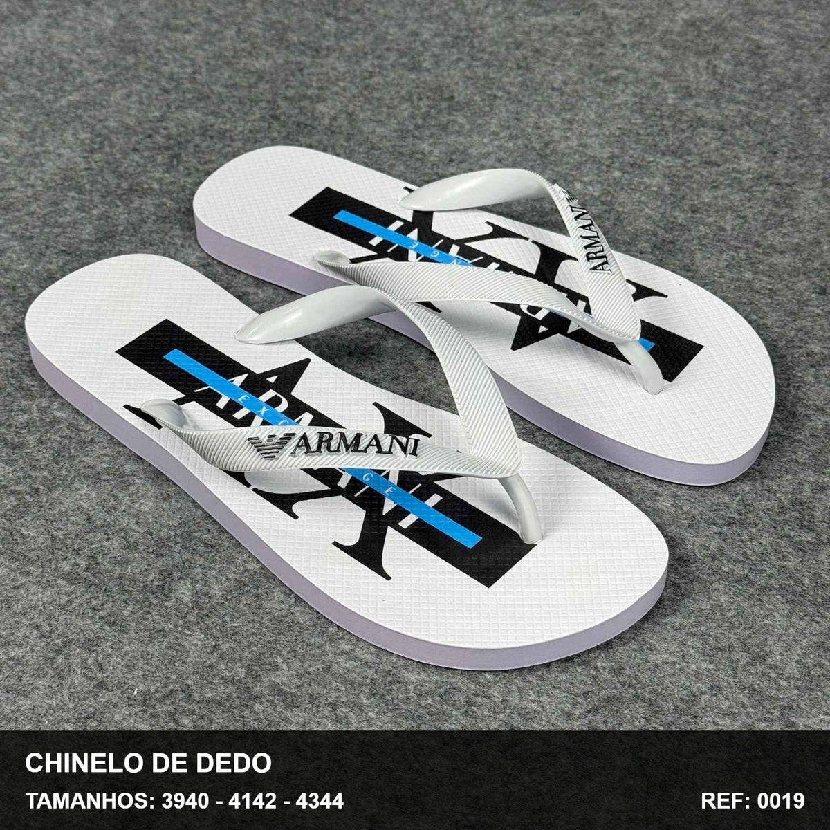 Chinelo de Dedo - Branco Preto/azul EA7-21
