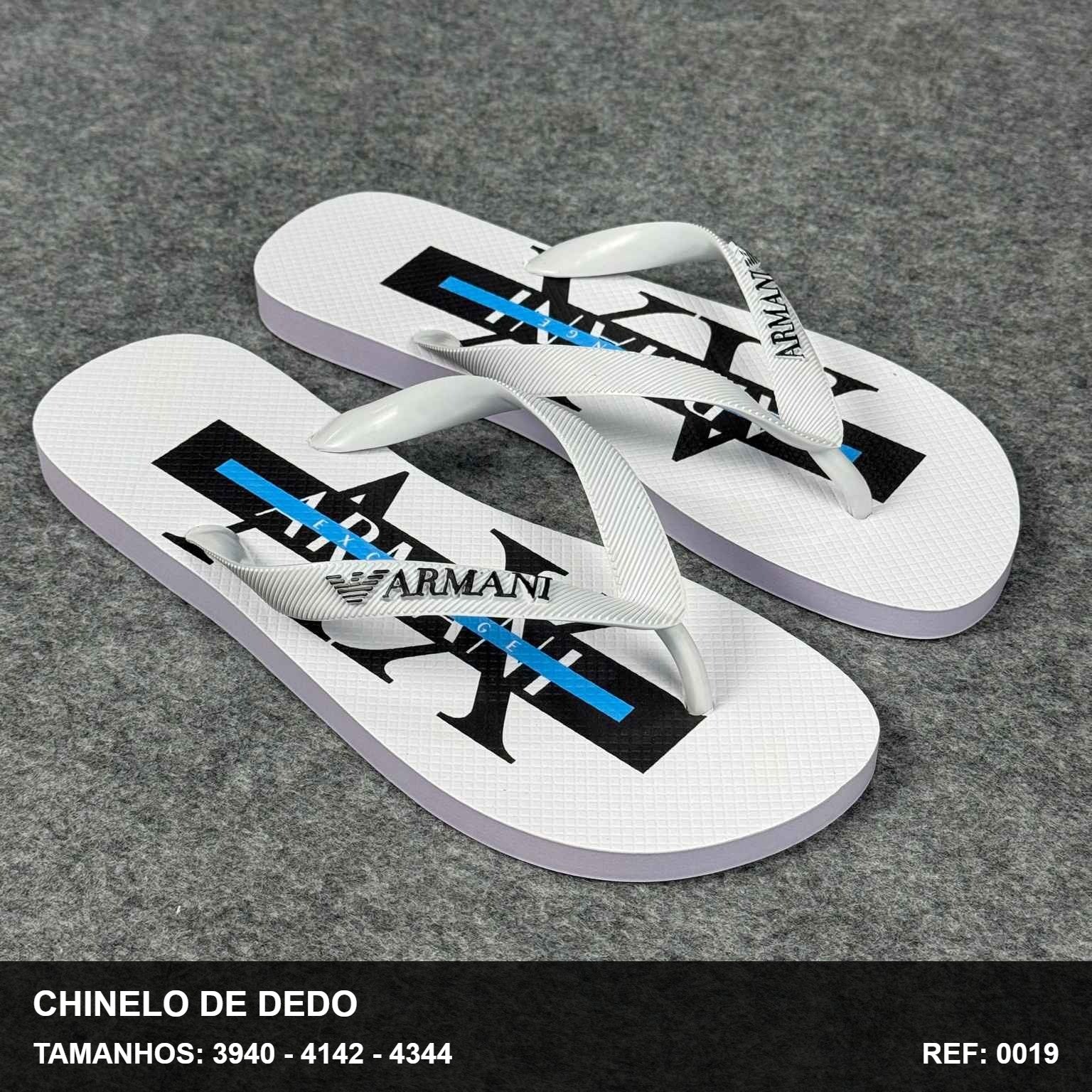 Chinelo de Dedo - Branco Preto/azul EA7-21