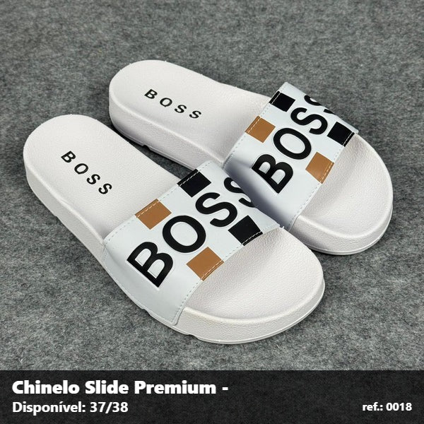 Chinelo Slide Hugo Boss - Branco detalhe Marrom Preto 07