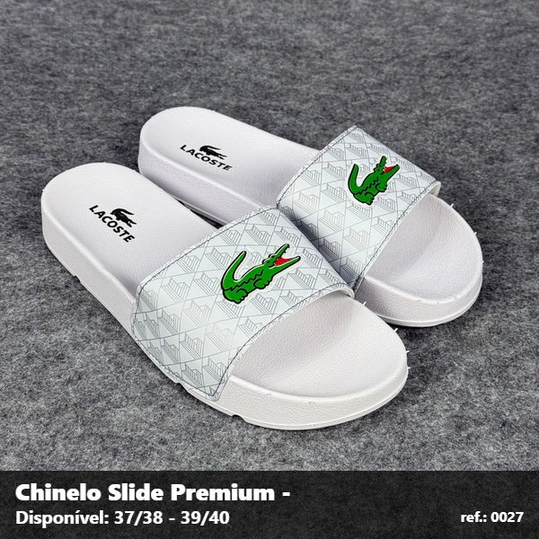 Chinelo Slide Lacoste - Branco detalhe Verde 05