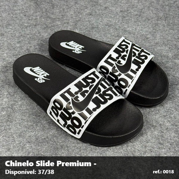 Chinelo Slide Nike SB Just do It - Preto com Branco 36