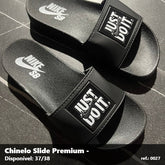 Chinelo Slide Nike Just do It - Todo preto detalhe Branco 66
