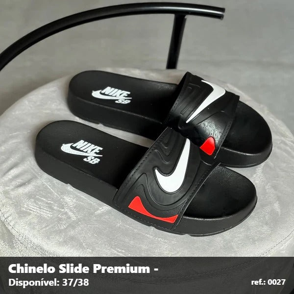 Chinelo Slide Nike SB - Preto Branco detalhe Vermelho 10