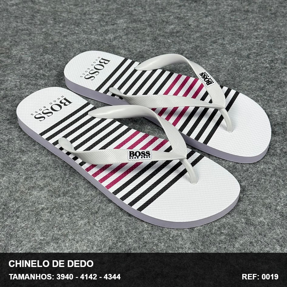 Chinelo de Dedo - Branco Listrado BOSS-28