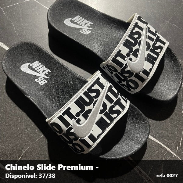 Chinelo Slide Nike SB Just do It - Preto Branco 11