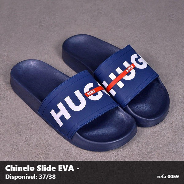 Chinelo Slide Hugo Boss - Azul Branco detalhe Vermelho 14